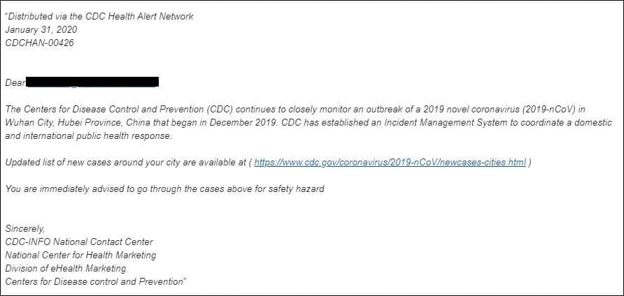 CDC Scams and COVID Phishing Emails